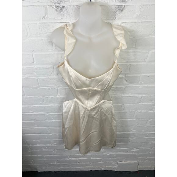 Oh Polly Women's Rialta Cut Out Satin Mini Dress Sleeveless in Ivory Size 6 NWT - Picture 6 of 10